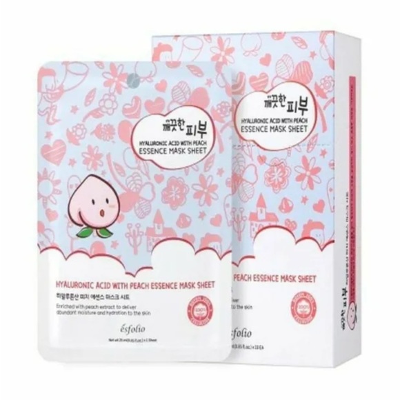 Esfolio Other - Esfolio Pure Skin Hyaluronic Acid With Peach 10 pc Facial Mask Sheets New In Box